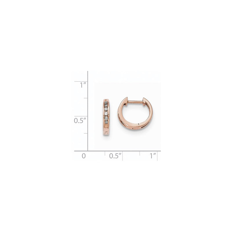 14K Rose Gold Polished Real Diamond Hinged Hoop Earrings