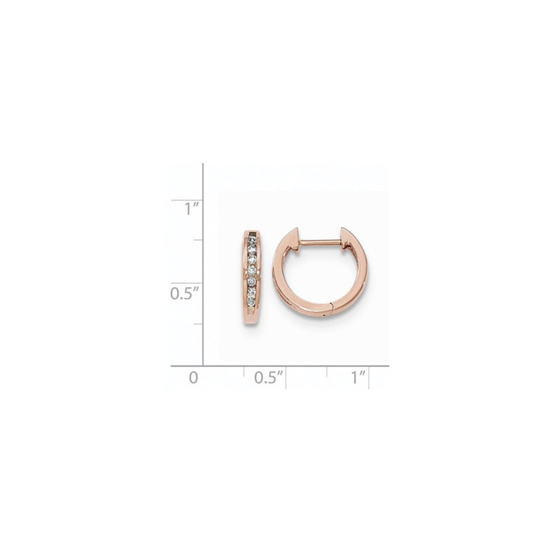14k Rose Gold Real Diamond Hinged Hoop Earrings