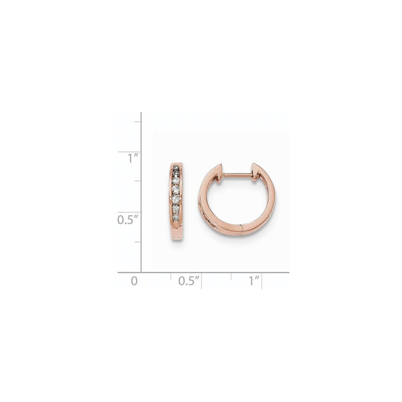 14k Rose Gold Real Diamond Hinged Hoop Earrings