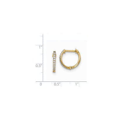 14k Yellow Gold Real Diamond Hinged Hoop Earrings