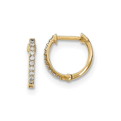 14k Yellow Gold Real Diamond Hinged Hoop Earrings