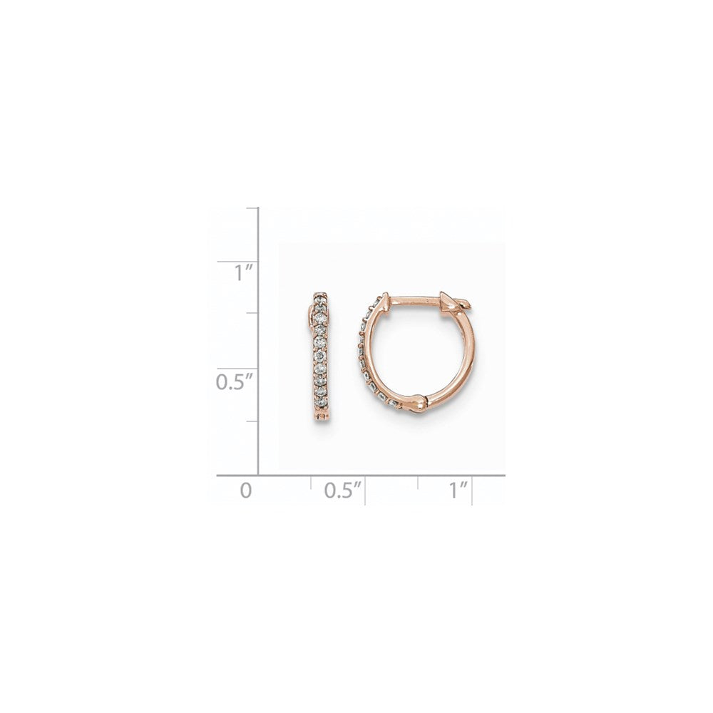 14k Rose Gold Diamond Hinged Hoops