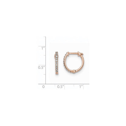 14k Rose Gold Diamond Hinged Hoops