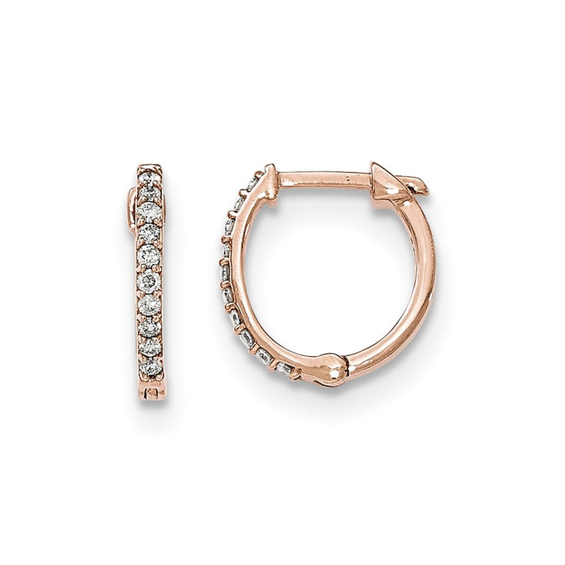 14k Rose Gold Diamond Hinged Hoops