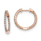 14k Rose Gold Polished Real Diamond In and Out Hinged Hoop Earrings