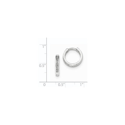 14K White Gold Real Diamond Hinged Hoop Earrings