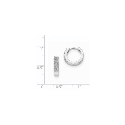 14k White Gold Real Diamond Hinged Round Hoop Earrings