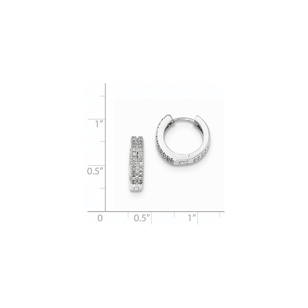 14k White Gold Real Diamond Hinged Round Hoop Earrings