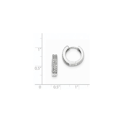 14k White Gold Real Diamond Hinged Round Hoop Earrings