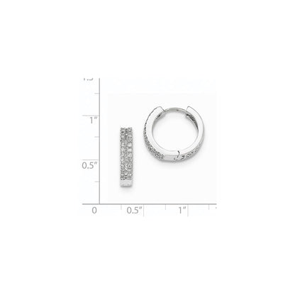 14k White Gold Real Diamond Hinged Round Hoop Earrings