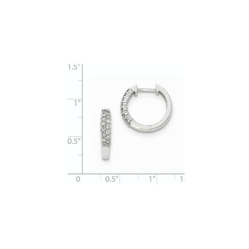14K White Gold Polished Real Diamond Hinged Hoop Earrings