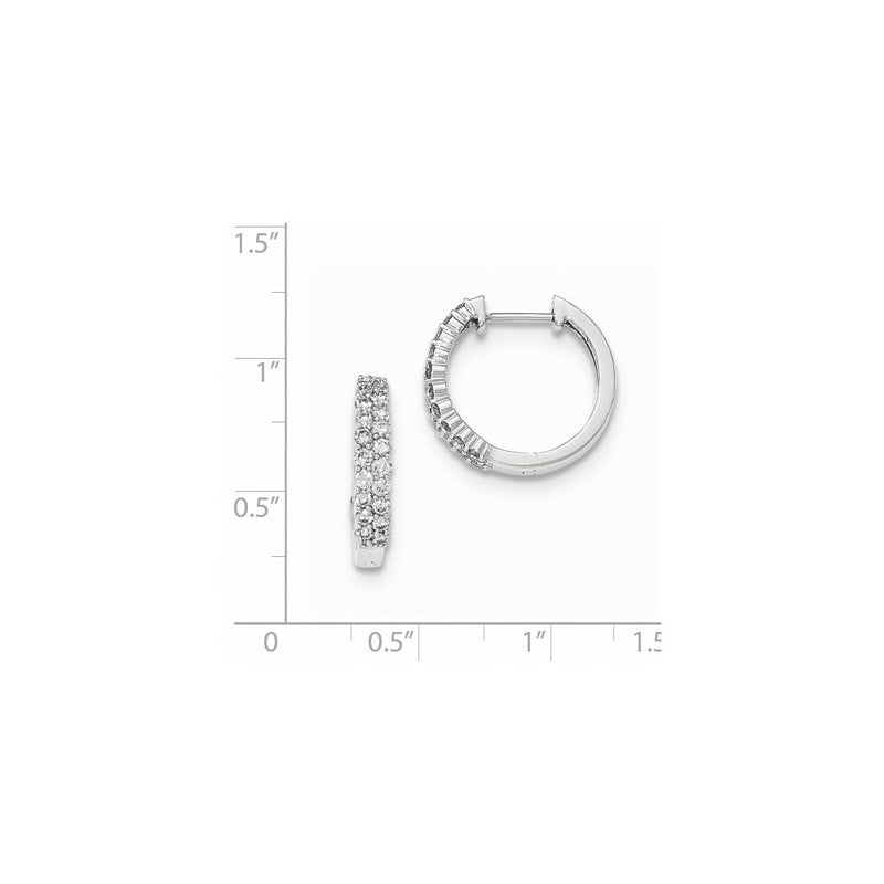 14K White Gold Polished Real Diamond Hinged Hoop Earrings