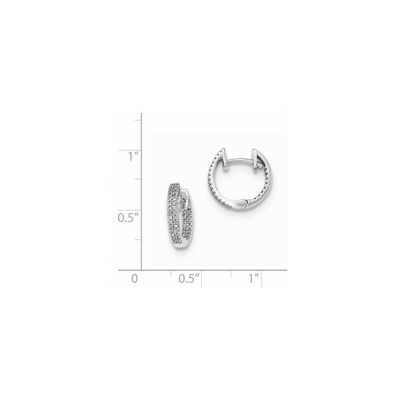 14k White Gold In & Out Real Diamond Hinged Hoop Earrings