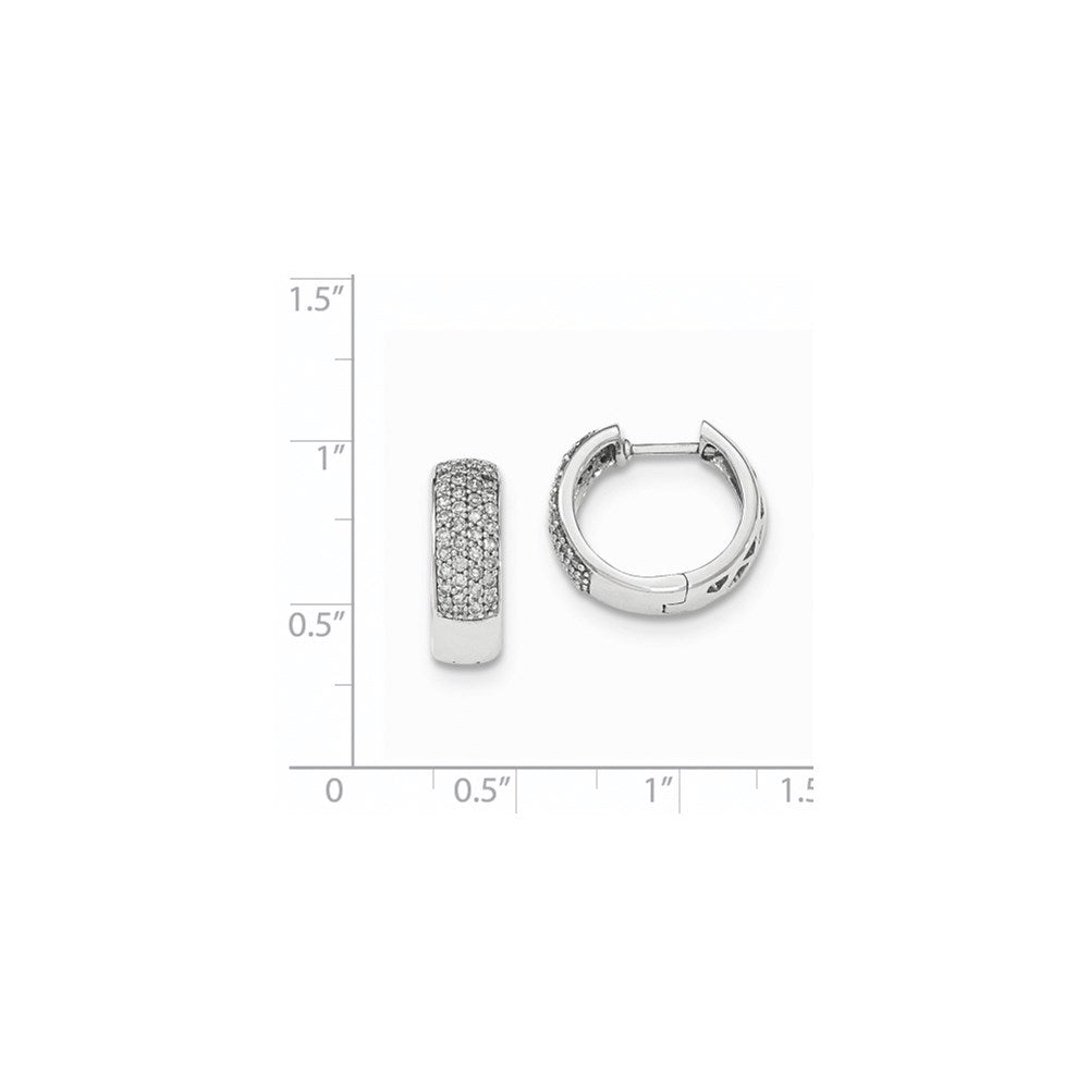14K White Gold Real Diamond 5mm Hinged Hoop Earrings