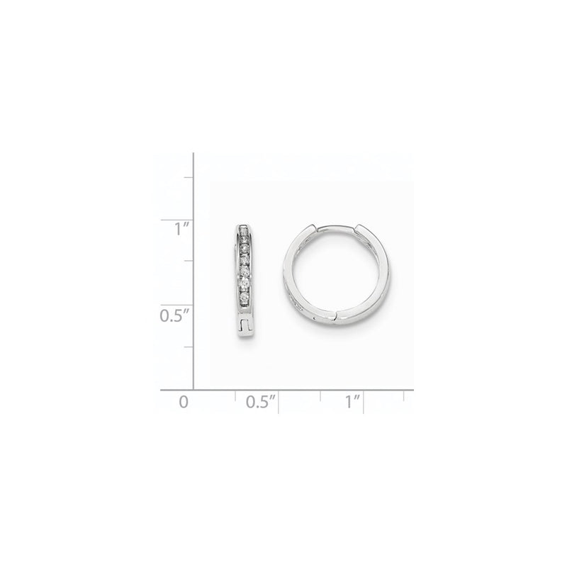 14K White Gold Real Diamond Hinged Hoop Earrings