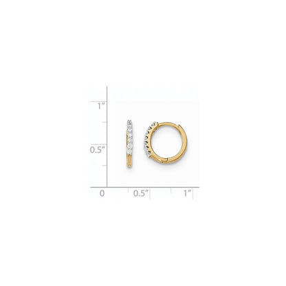 14k Yellow Gold Real Diamond Hinged Hoop Earrings