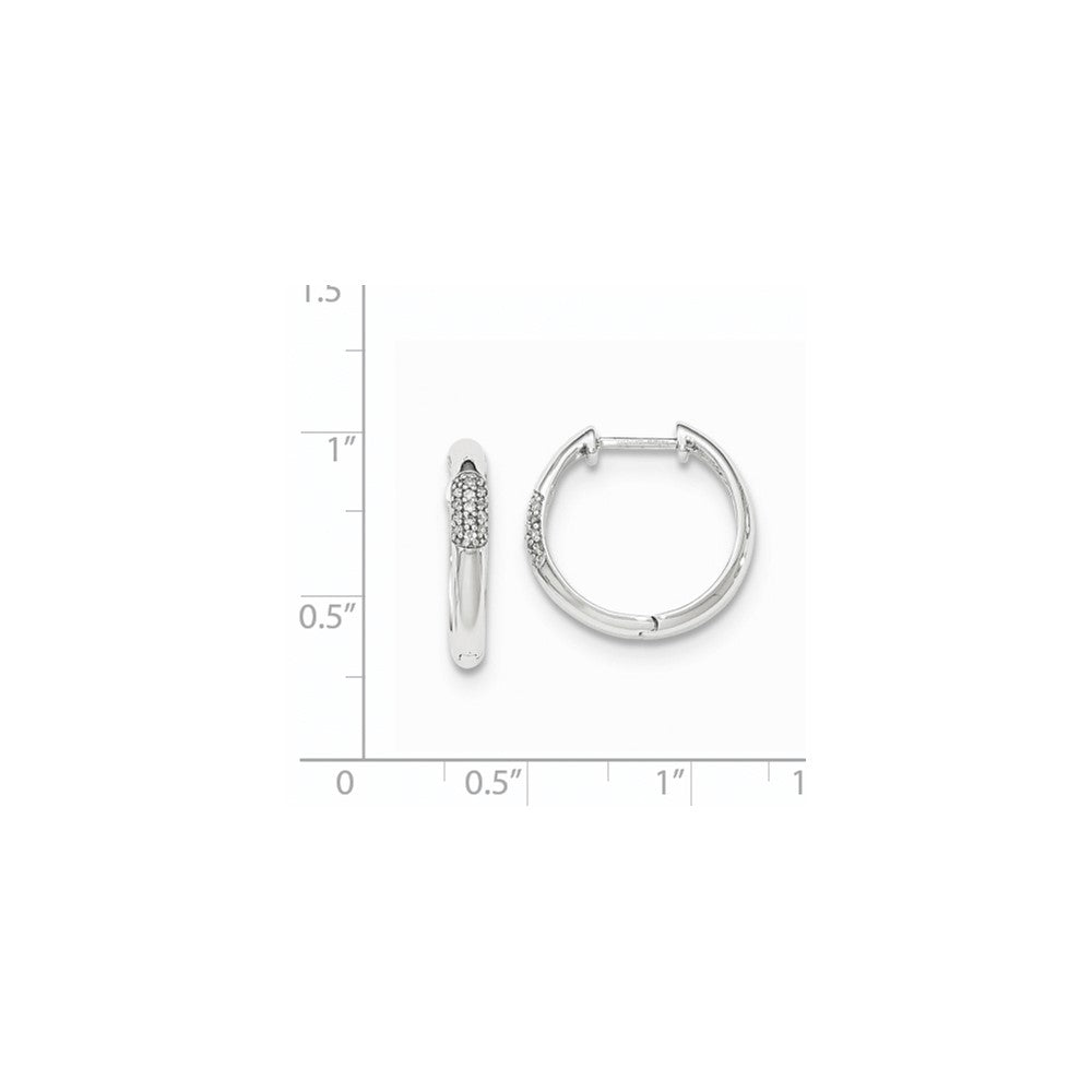 14k White Gold Real Diamond Hinged Round Hoop Earrings