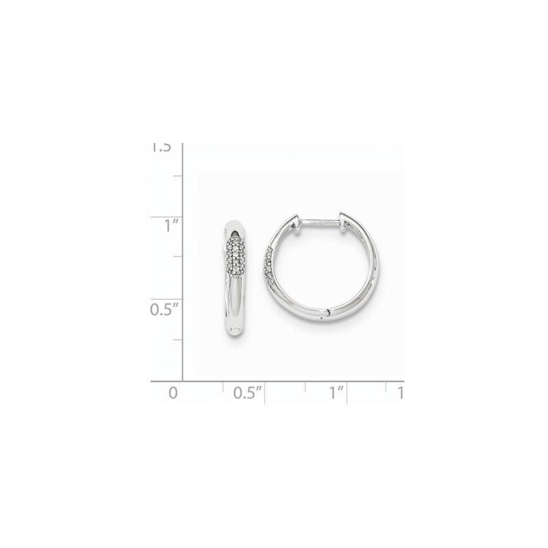 14k White Gold Real Diamond Hinged Round Hoop Earrings