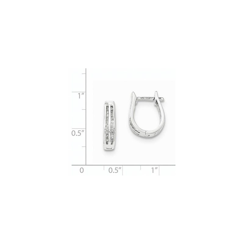 14K White Gold Real Diamond Hinged Hoop Earrings