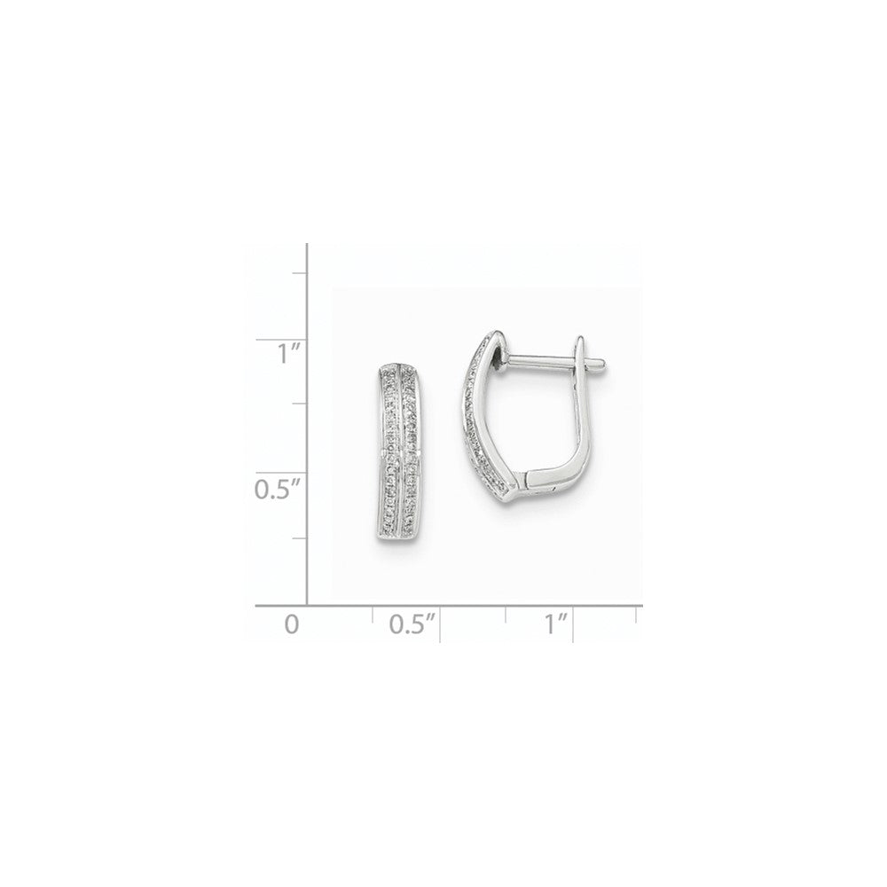 14K White Gold Real Diamond Hinged Hoop Earrings