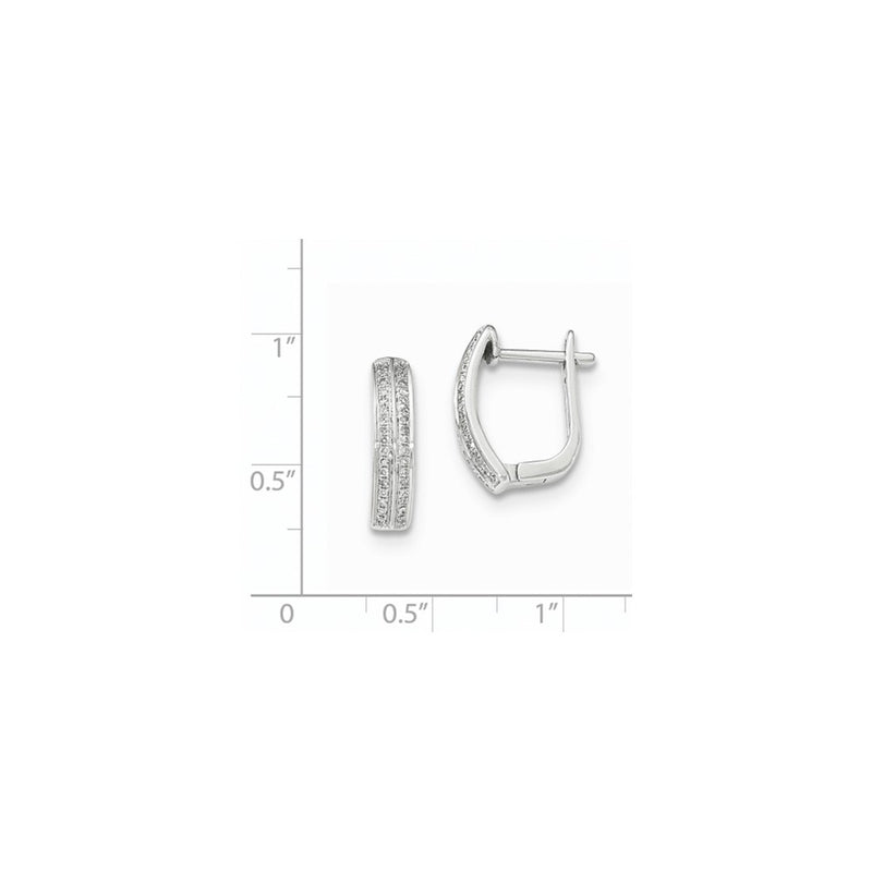 14K White Gold Real Diamond Hinged Hoop Earrings