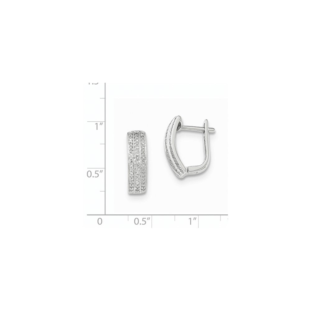 14K White Gold Real Diamond Hinged Hoop Earrings