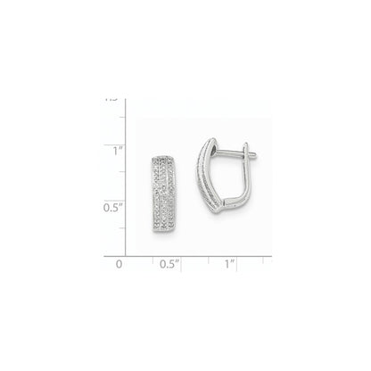 14K White Gold Real Diamond Hinged Hoop Earrings