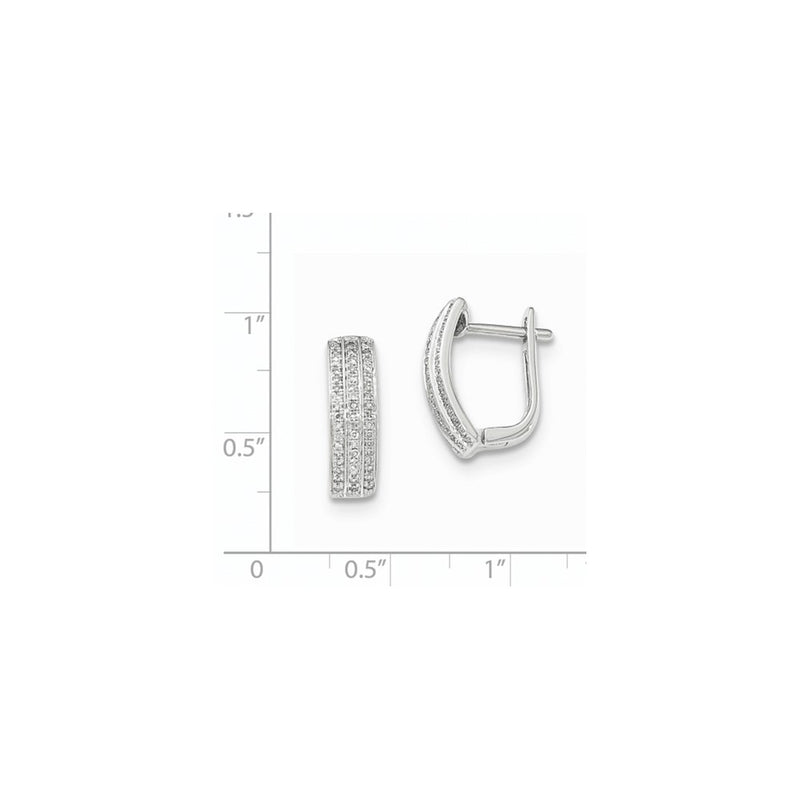 14K White Gold Real Diamond Hinged Hoop Earrings