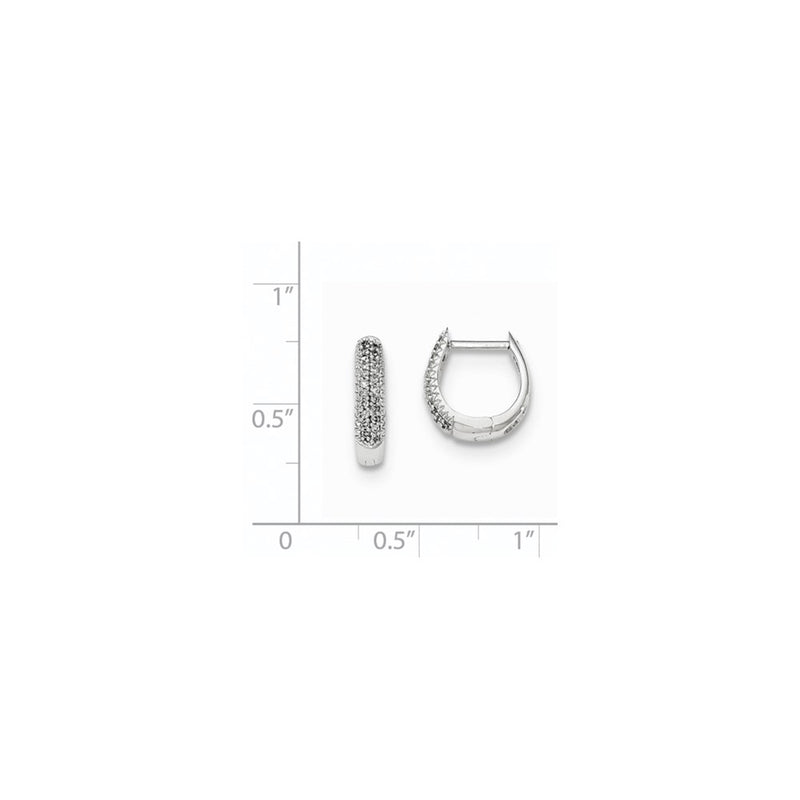 14K White Gold Polished Real Diamond Hinged Hoop Earrings