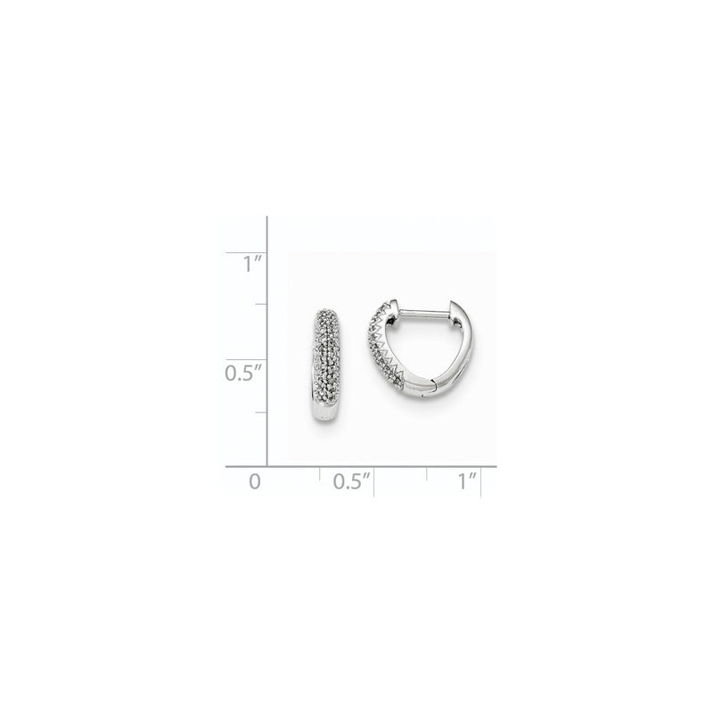 14K White Gold Polished Real Diamond Hinged Hoop Earrings