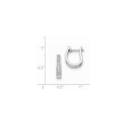 14K White Gold Real Diamond 3mm Hinged Hoop Earrings