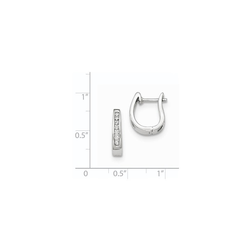 14K White Gold Real Diamond 3mm Hinged Hoop Earrings