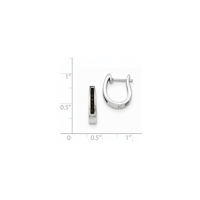 14K White Gold Black Real Diamond 3mm Hinged Hoop Earrings