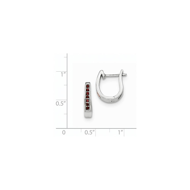 14K White Gold Red Real Diamond 3mm Hinged Hoop Earrings