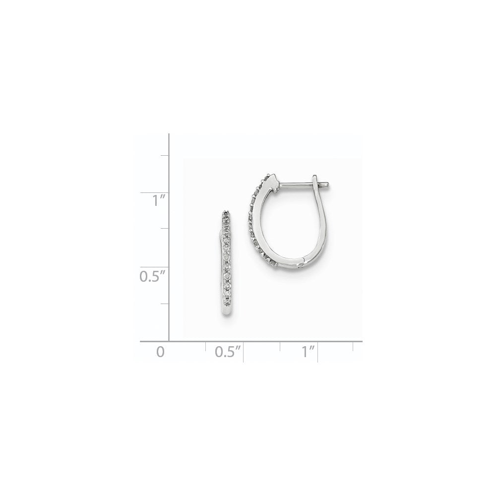 14K White Gold Real Diamond 1.3mm Hinged Hoop Earrings
