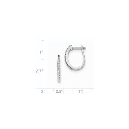 14K White Gold Real Diamond 1.3mm Hinged Hoop Earrings