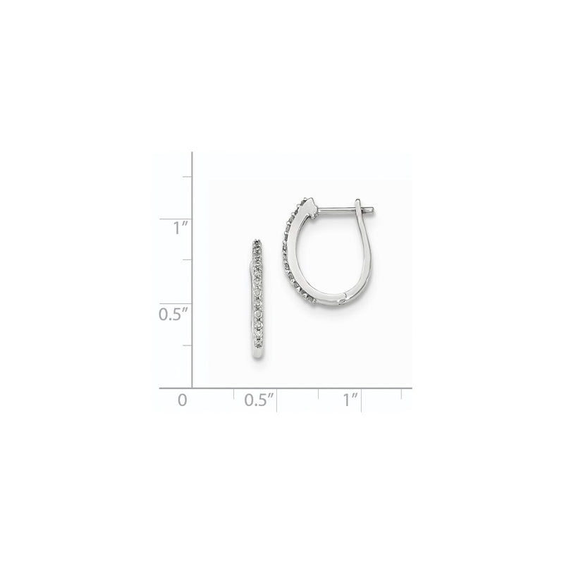 14K White Gold Real Diamond 1.3mm Hinged Hoop Earrings