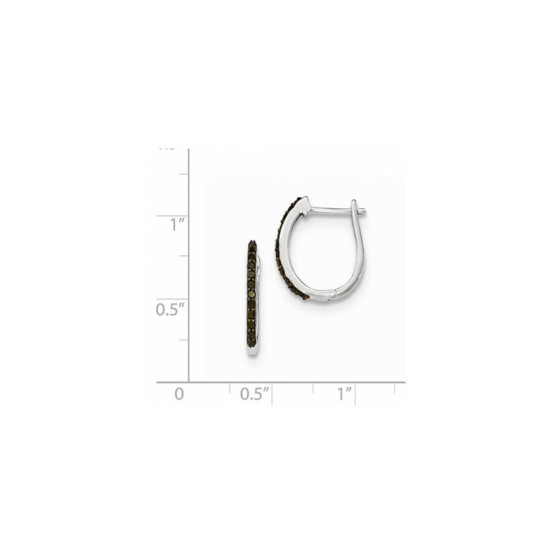 14K White Gold Black Real Diamond 1.3mm Hinged Hoop Earrings