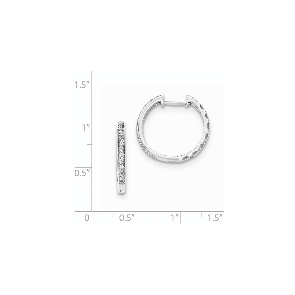 14K White Gold Real Diamond 2mm Hinged Hoop Earrings