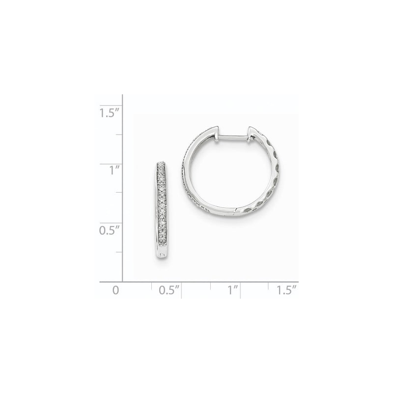 14K White Gold Real Diamond 2mm Hinged Hoop Earrings