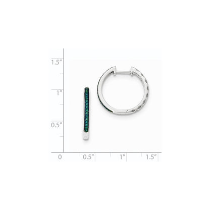 14k White Gold Blue Diamond 2.2mm Hinged Hoops