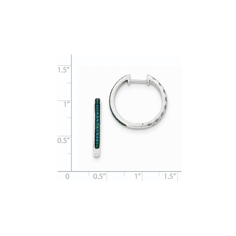 14k White Gold Blue Diamond 2.2mm Hinged Hoops