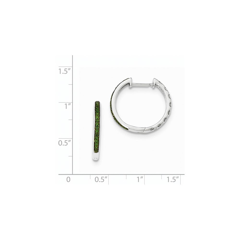 14k White Gold Green Diamond 2.2mm Hinged Hoops