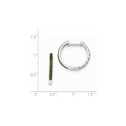 14k White Gold Green Diamond 2.2mm Hinged Hoops