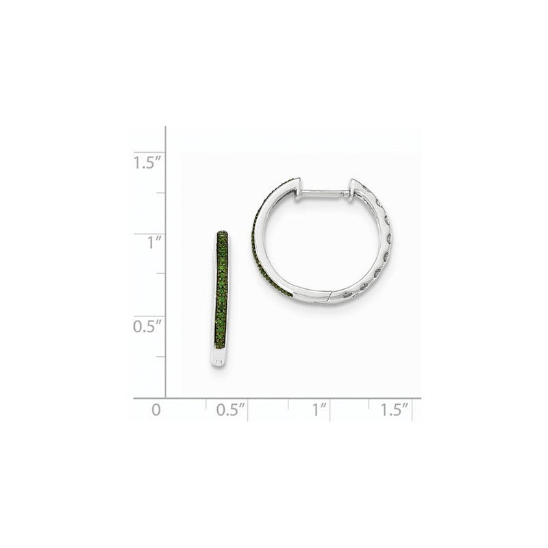 14k White Gold Green Diamond 2.2mm Hinged Hoops