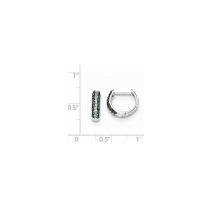 14k White Gold Blue and White Real Diamond Hinged Hoop Earrings