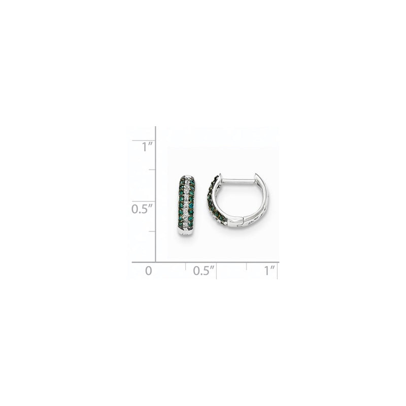 14k White Gold Blue and White Real Diamond Hinged Hoop Earrings