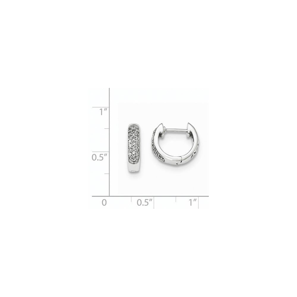 14k White Gold Real Diamond Hinged Round Hoop Earrings