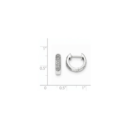 14k White Gold Real Diamond Hinged Round Hoop Earrings