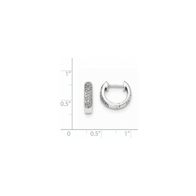 14k White Gold Real Diamond Hinged Round Hoop Earrings